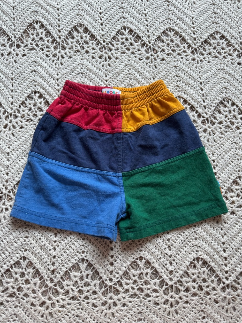 90’s Gymboree Rainbow Tag Vintage Color Block Shorts 18-24 mos Primary Colors